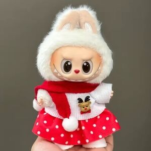 Christmas Reindeer Skirt Clothing Outfit For Labubu, Doll Is Not Included